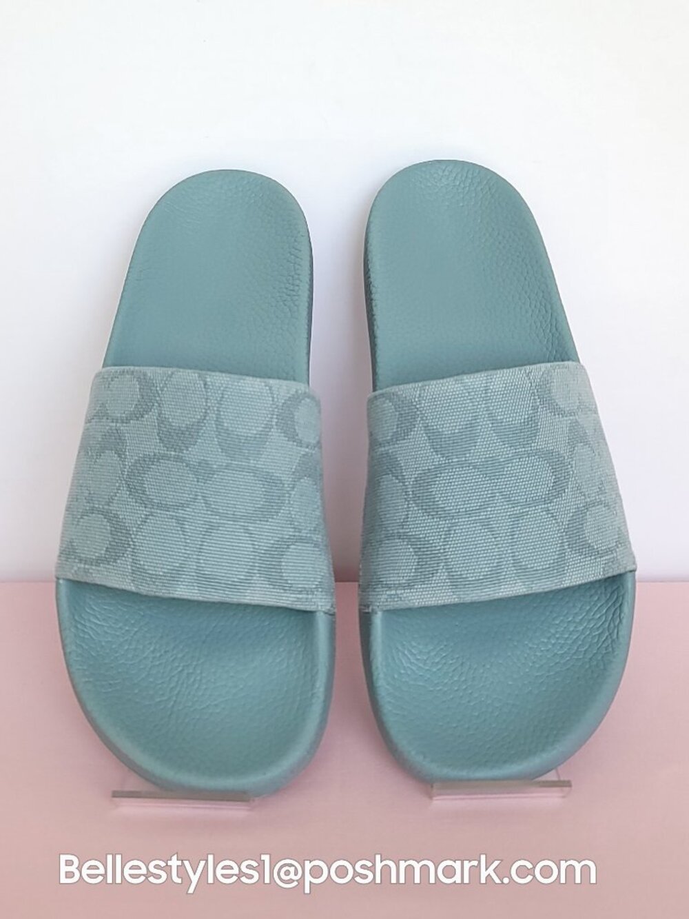 COACH Udele Sport Slide In Signature Jacquard Canvas -Women's Size 9B- Sea Mist⭐